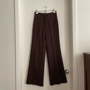 Vintage 100% Wool high waisted dark brown wide leg pants